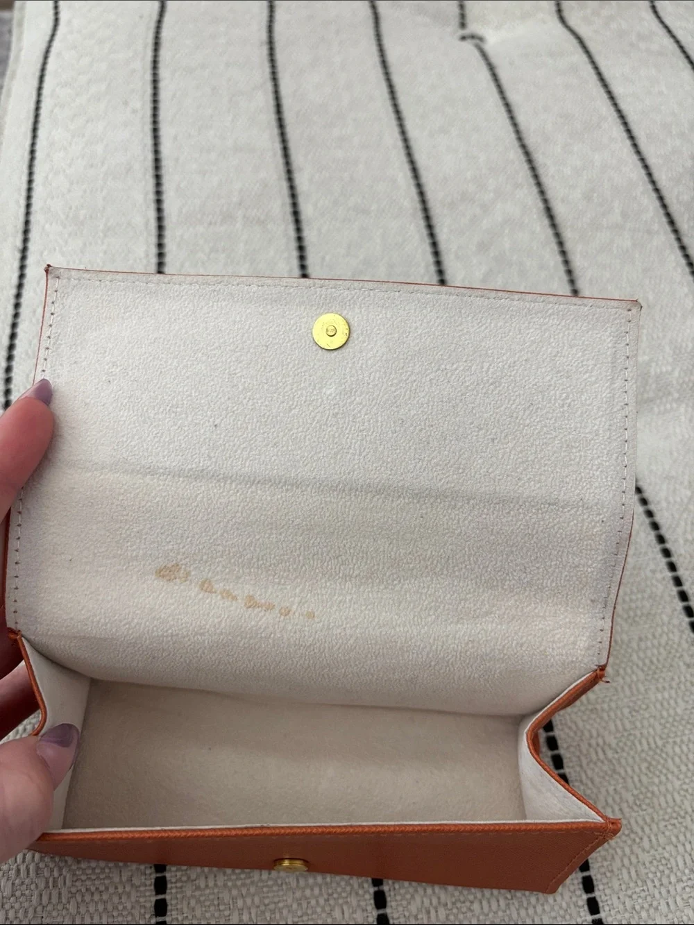 Tory Burch Orange Saffiano Sunglasses Case with Gold Logo